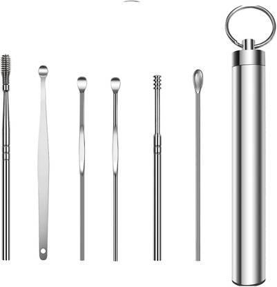 Taxila 6 Pcs Set Steel Ear Wax Removal Tools Set With Storage Electric Ear Cleaner