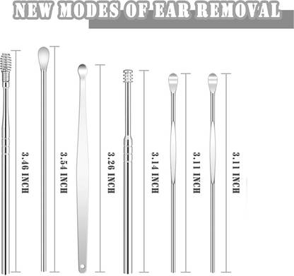Taxila 6 PCS Ear Wax Remover Tool Kit Stainless Steel Earpick Removal Electric Ear Cleaner