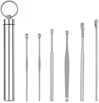 Taxila 6 Pcs Steel Ear Cleanning Tool Set with Keychain Box Electric Ear Cleaner