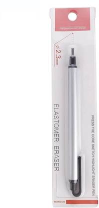 KRYTONE Mono Zero Eraser Round Tip Retractable Silver Barrel and 2 Refills Cordless Electric Eraser