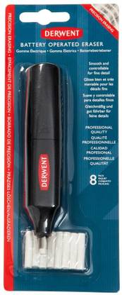 Derwent Battery Operated Eraser with 8 Replacement Erasers Cordless Electric Eraser