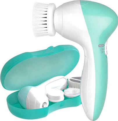 MEDGEARS Portable Facial Brush Set with Case & 3 Spin Brush Heads Soft Silicone Massager Facial Cleanser System & Brush