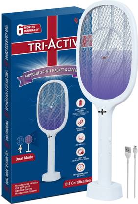 Tri-Activ Mosquito 2-in-1 Racket + Zapper by Piramal,Dual Mode, UV Light Electric Insect Killer Indoor, Outdoor