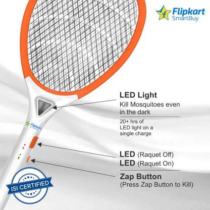 Flipkart SmartBuy Orange High Quality Mosquito Racket Rechargeable Bat and LED Light Electric Insect Killer Indoor, Outdoor