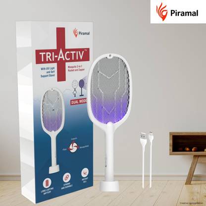 Tri-Activ Mosquito Racket 2in1 Dual Mode Rechargeable Bat-Zapper by Piramal with UV Light Electric Insect Killer Indoor