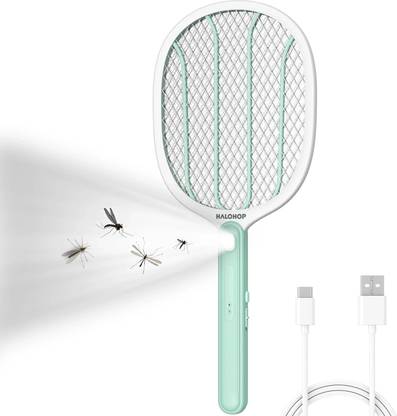 Halohop Mosquito Bat with LED Light, Mosquito Racket Rechargeable Battery, 30% Longer Electric Insect Killer Indoor, Outdoor