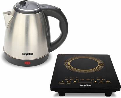 SURYAVIVA Kettle 1.5 Ltr. Combo Touch Induction Cooktop Electric Kettle