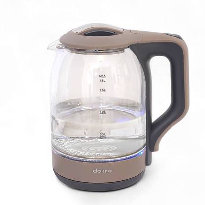 dokro 1.8L Electric Glass Kettle (1350W) | Borosilicate Glass, Auto shutoff | Premium Electric Kettle