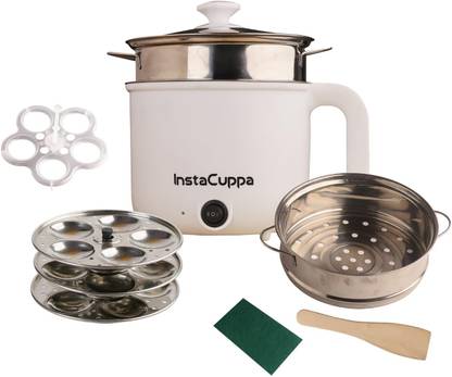 InstaCuppa Electric Idli Maker | 3-Layer Nonstick Idli Tray, Steam 15 Idlis in 10 Minutes Multi Cooker Electric Kettle
