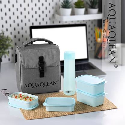 NATURAL LIFE PRODUCTS AQUAQLEAN Lunch Box, Bottle & Bag Set of 4 containers BPA Free 4 Containers Lunch Box