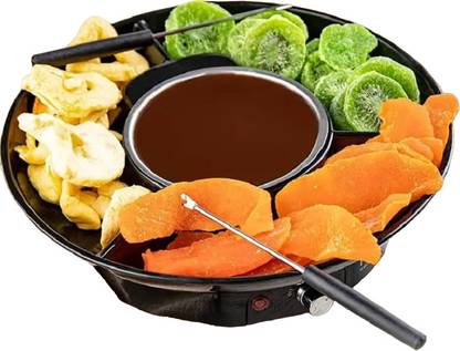 Cpixen Electric Fondue Pot Set - Chocolate Fondue Kit - Temperature Control Round Electric Pan