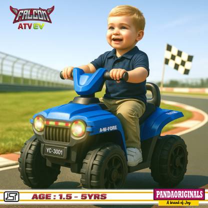 Pandaoriginals Falcon ATV EV CAR Falcon ATV Ev With Music And Lights, Forward and Backward Gear, with MP3 player Tricycle