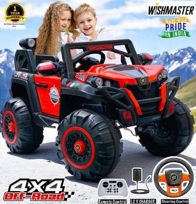 Wishmaster 5 motor 4x4 Big Size Driving Car Remote , Mobile App Control + Steering Drive Jeep Battery Operated Ride On