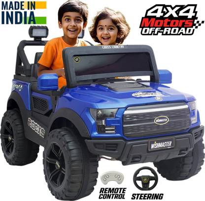 Wishmaster 4x4 Pobo Kids Driving Car With Remote , Mobile App + Manual Drive Jeep Battery Operated Ride On