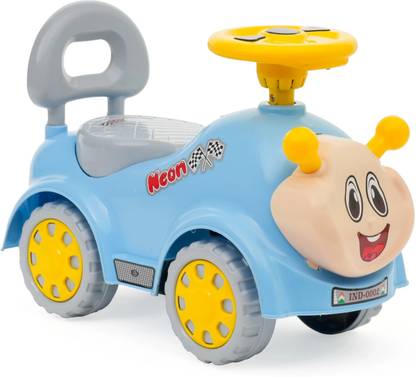 Bebbix Neon Push Car with Music, for kids 1 to 3 years upto 25 Kgs Under Big Wheels Car Non Battery Operated Ride On