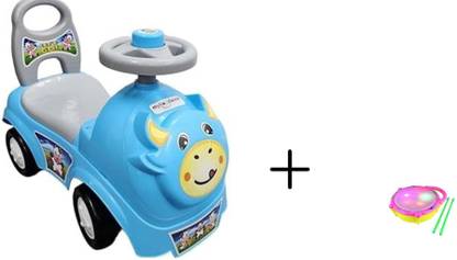 Myhoodwink Musical Scooter Cow Rider Mini Magic Car + Musical Flash Drum for Kids 1 to 7 Yr Car Non Battery Operated Ride On