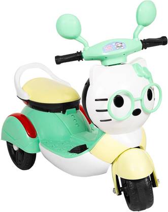 Tiddy Hello Kitty Electric Battery Operated Rechargeable Ride On Scooter Green Yellow Scooter Battery Operated Ride On