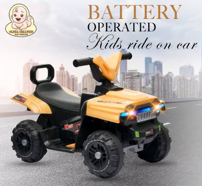 Panda Creation Foot Accelerator Kids Ride on Car with Music & Lights Rechargeable Car Battery Operated Ride On