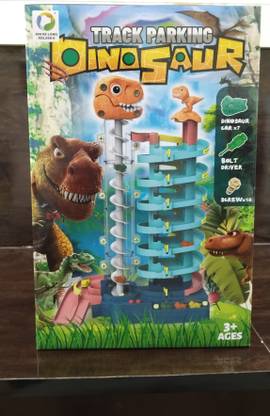 RD UNITELL ENTERPRISE Track Parking Dinosaur – Interactive Dinosaur-Themed Car Track Playset for Kids Cart Battery Operated Ride On