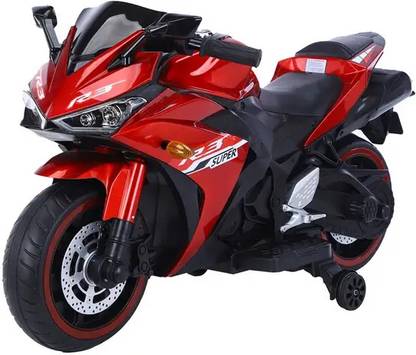 KIDS HUB R3 Red Mettalic colour with hand and paddle accelerator for kids 3-7 yrs Bike Battery Operated Ride On