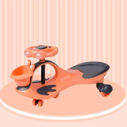 PawkyKids Magic Swing Car with Music,360 Degree Rotating Handle Rideons & Wagons Non Battery Operated Ride On