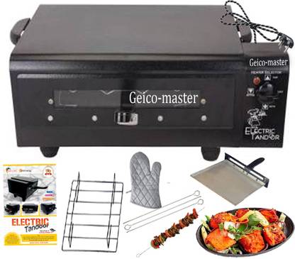 Geico master 2000W Upper and Lower on/Off System Small Electric tandoor Pizza Maker Fish Chicken Tikka Naan Tandoori Roti Cake Baker French Fries Meat Barbecue Chaap Oil-free Fryer (Black)Comboo Electric Tandoor Electric Tandoor Electric Tandoor