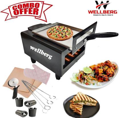 WELLBERG Premium 14-Inch Oven for Healthy Cooking, Oil-Free Roasting, and Grilling Needs Electric Tandoor