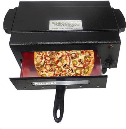 WELLBERG 2000W Upper and Lower on/Off System Small Electric Pizza Maker Fish Chicken Tikka Naan Tandoori Roti Cake Baker French Fries Meat Barbecue Chaap Oil-free Fryer (Black) Pizza Maker
