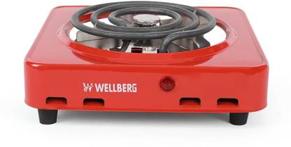 WELLBERG Electric Hot Plate Cooktop 1000W | Shockproof, Compact, Energy Efficient | Red Electric Tandoor