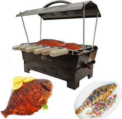 HOT LIFE Electric & Charcoal Barbeque (2 in 1 BBQ)"Multi Purpose"Grill with 4 Skewers Wooden Handle Electric Grill & Tandoor (small) Electric Tandoor