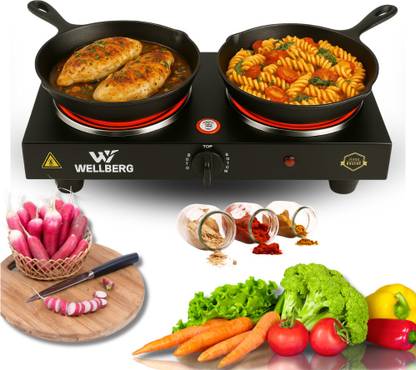 Wellberg 2 Burner Electric Hot Plate | Portable Double Stove| Quick and Efficient Cooking Electric Cooking Heater