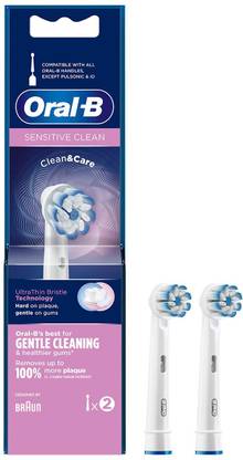 Oral-B Sensitive Clean, Soft Refill Brush Heads (For Vitality/Pro/Smart Series), Pack of 2, Electric Toothbrush
