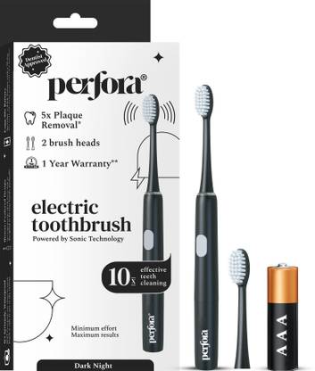 Perfora Electric Toothbrush with 2 Brush Heads - Battery Powered Electric Toothbrush