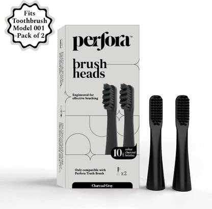 Perfora Charcoal Grey BrushHeads|Pack of 2|Smooth & Flexible Bristles Brush Heads Pack of 2 For Model V1 Electric Toothbrush