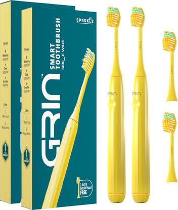 Grin Combo Electric Toothbrush for Adults with 2 Brush Heads, 4 Cleaning Modes Electric Toothbrush