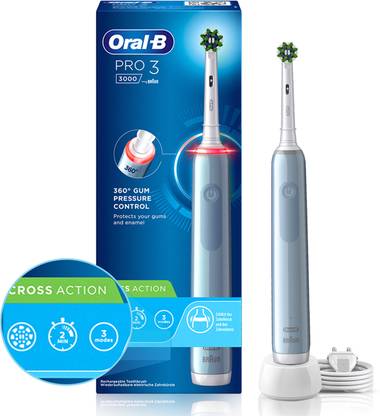 Oral-B Pro 3, 3 modes with Triple pressure control, replaceable brush head included Pro3 Rotating, 3 Brush Modes, Pro Timer, Pressure Sensor, Electric Toothbrush