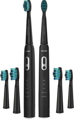ORACURA Sonic Electric Toothbrush SB100 Black With 40,000 Strokes/minute | Pack of 2 Electric Toothbrush