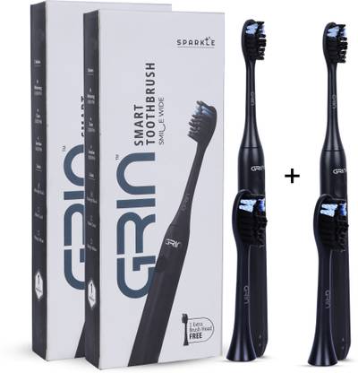 Grin Electric Toothbrush Sets for Adults with 2 Brush Heads & Carry Case Electric Toothbrush
