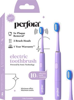 Perfora Electric Toothbrush with 2 Brush Heads - Battery Powered Electric Tooth Brush with Battery Powered, With 2 Brush Heads Electric Toothbrush