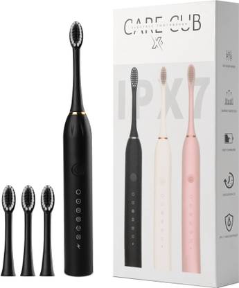 CARE CUB X-3 Sonic White Electric Toothbrush IPX7 Waterproof Replaceable Heads, Gum Care Electric Toothbrush