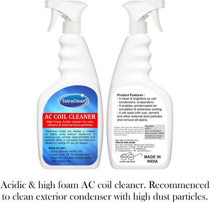 TetraClean High Foam AC Coil Cleaner | AC Foam Cleaner | Air Conditioner Cleaner Liquid | Instant AC Coil Cleaning Agent to Clean Exterior Condensor with High Dust Particles in Spray Bottle - 500ml Electrical Cleaning Spray
