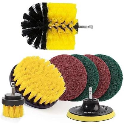 zishnav Power Drill Scrubber Brush Set, Drill Brush Attachment Set Electrical Cleaning Spray