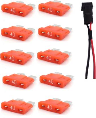 PBROS 40 AMP Blade Fuse with fuse holder 12V Plastic Ceramic Blade Fuse box 10 Pieces 40 AMP Blade Fuse with fuse holder 12V Plastic Ceramic Blade Fuse box Electrical Fuse