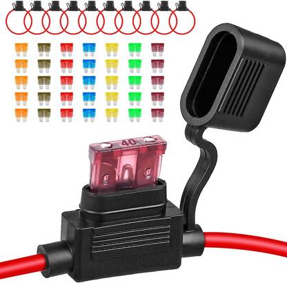 Verilux 35pcs Standard Car Fuses and 10pcs Inline Fuse Holder 12AWG Waterproof for Cars 45pcs Car Fuses Set 12 AWG Inline Fuse Holders Waterproof Electrical Fuse