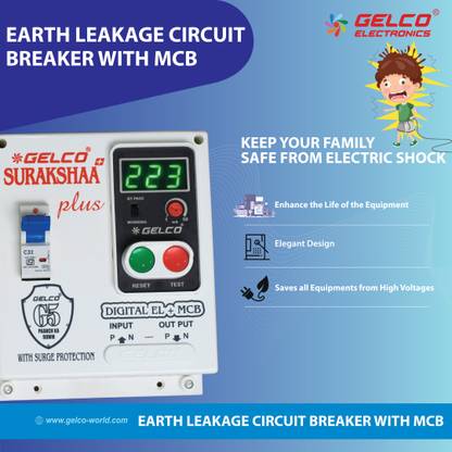 GELCO Electric Shock & Over Voltage Protector Earth Leakage Circuit Breaker with MCB
