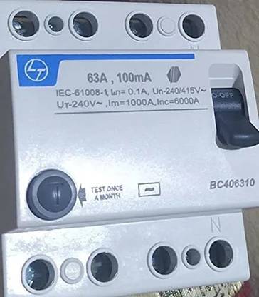 L&T Leakage Circuit Breakers (Multicolour) -4 Pole 63A 100mA 4-pole_ELCB MCB