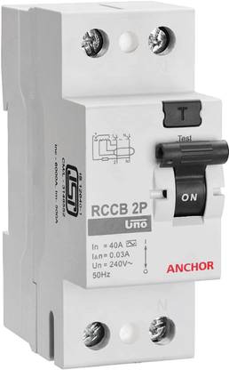 ANCHOR UNO uno rccb -40 amp x2 pole 100 ma rccb-40/2/100ma MCB
