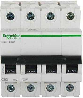 schneider (A9N4P32C) Acti 9 32-Amp 4-Pole C Curve MCB, White, Standard MCB