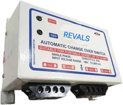 REVALS Automatic Changeover Switch 32 Amp | single Phase Input Supply 250V AC Current 250V AC Current MCB