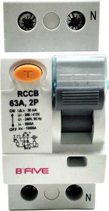 b'five RCCB Double Pole 63 AMP/ Residual Current Circuit Breaker ISI Mark MCB BSF-432_63A.DP RCCB MCB